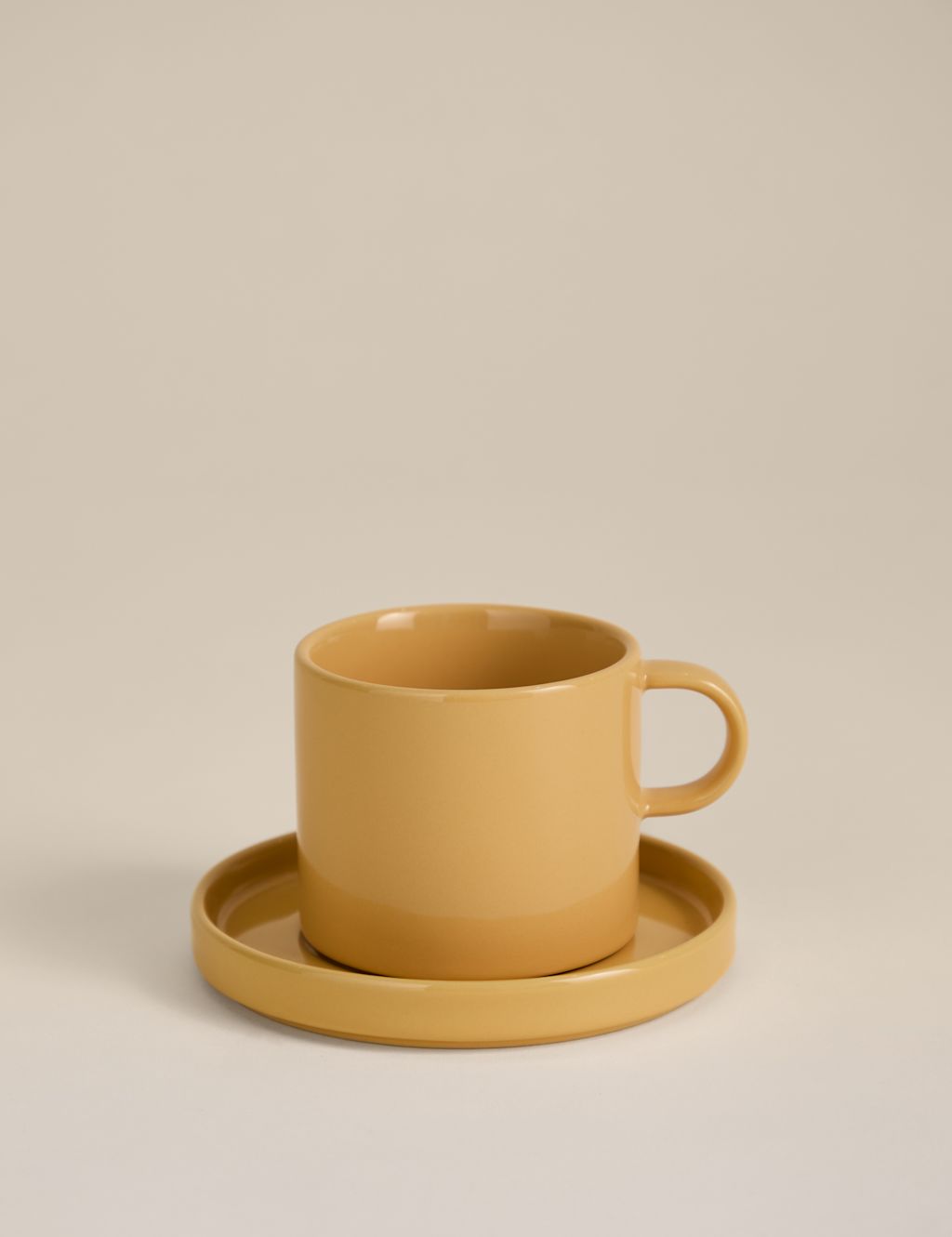 M&S Straight Sided Cup & Saucer - 1SIZE - Peach, Peach