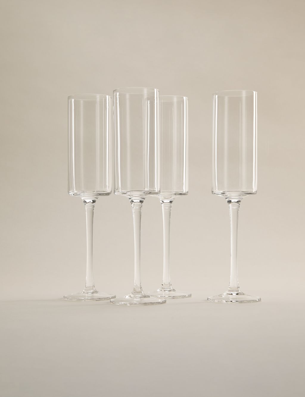 M&S Set of 4 Straight Sided Champagne Flutes