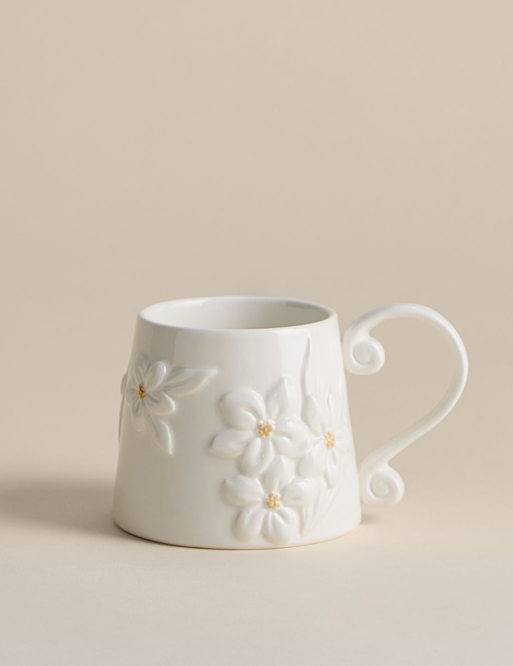 M&S 3D Flower Mug - Natural, Natural