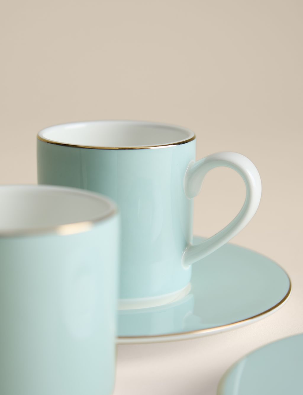 M&S 2 Pack Bone China Espresso Cups & Saucers - Mint, Mint