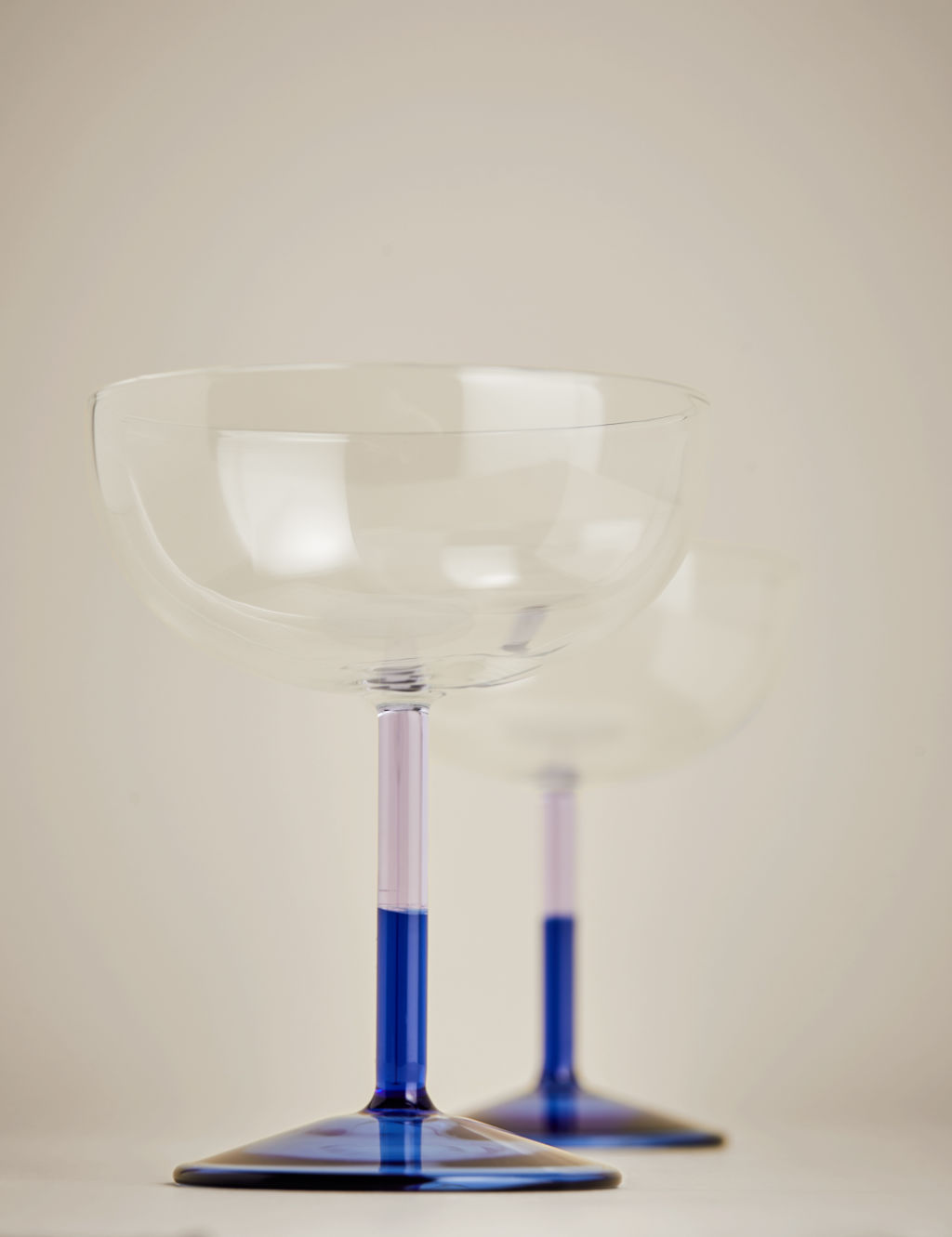 M&S Set of 2 Two Tone Coupe Glasses - 1SIZE - Blue, Blue