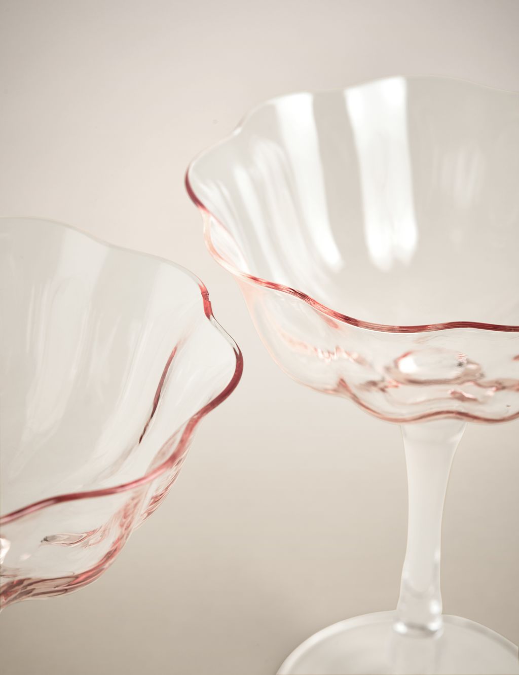 M&S Set of 2 Fleur Ombré Coupe Glasses - 1SIZE - Peach, Peach