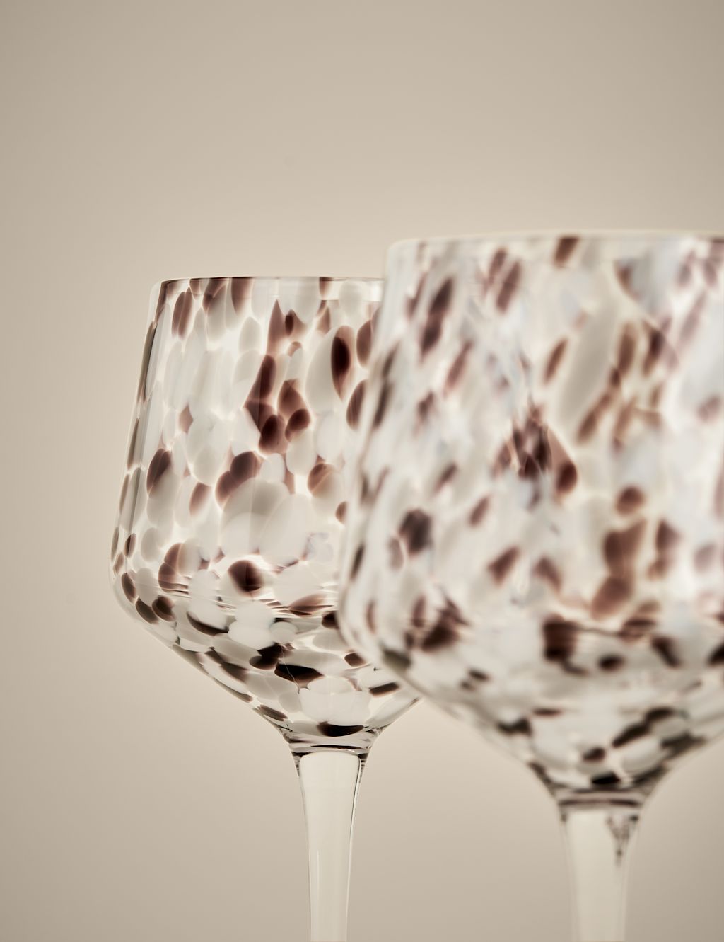 M&S Set of 2 Speckled Wine Glasses - 1SIZE - Grey, Grey