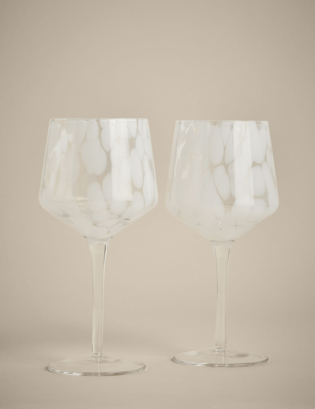 M&S Set of 2 Speckled Wine Glasses - 1SIZE - White, White