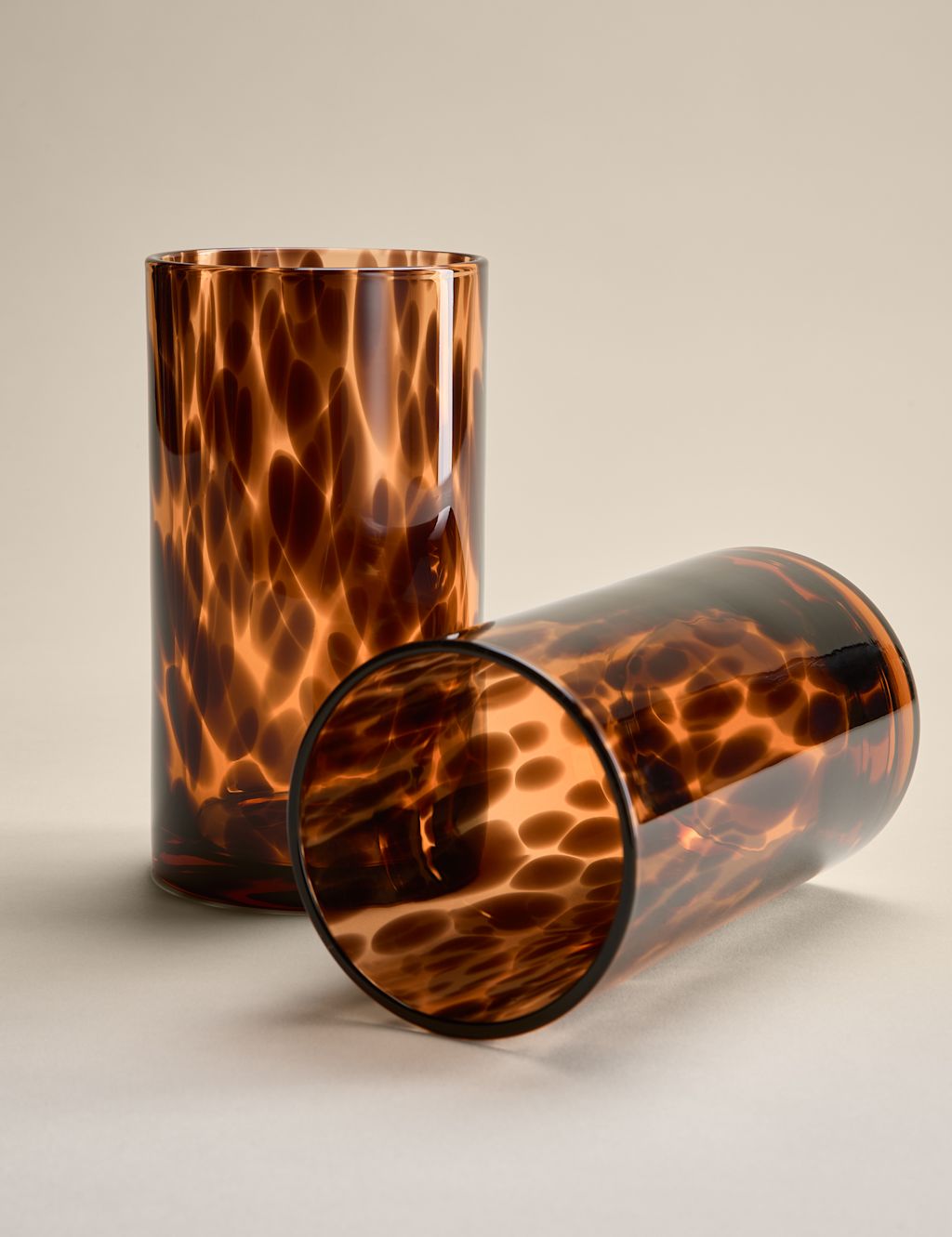 M&S Set of 2 Speckle Hi Ball Glasses - 1SIZE - Brown, Brown