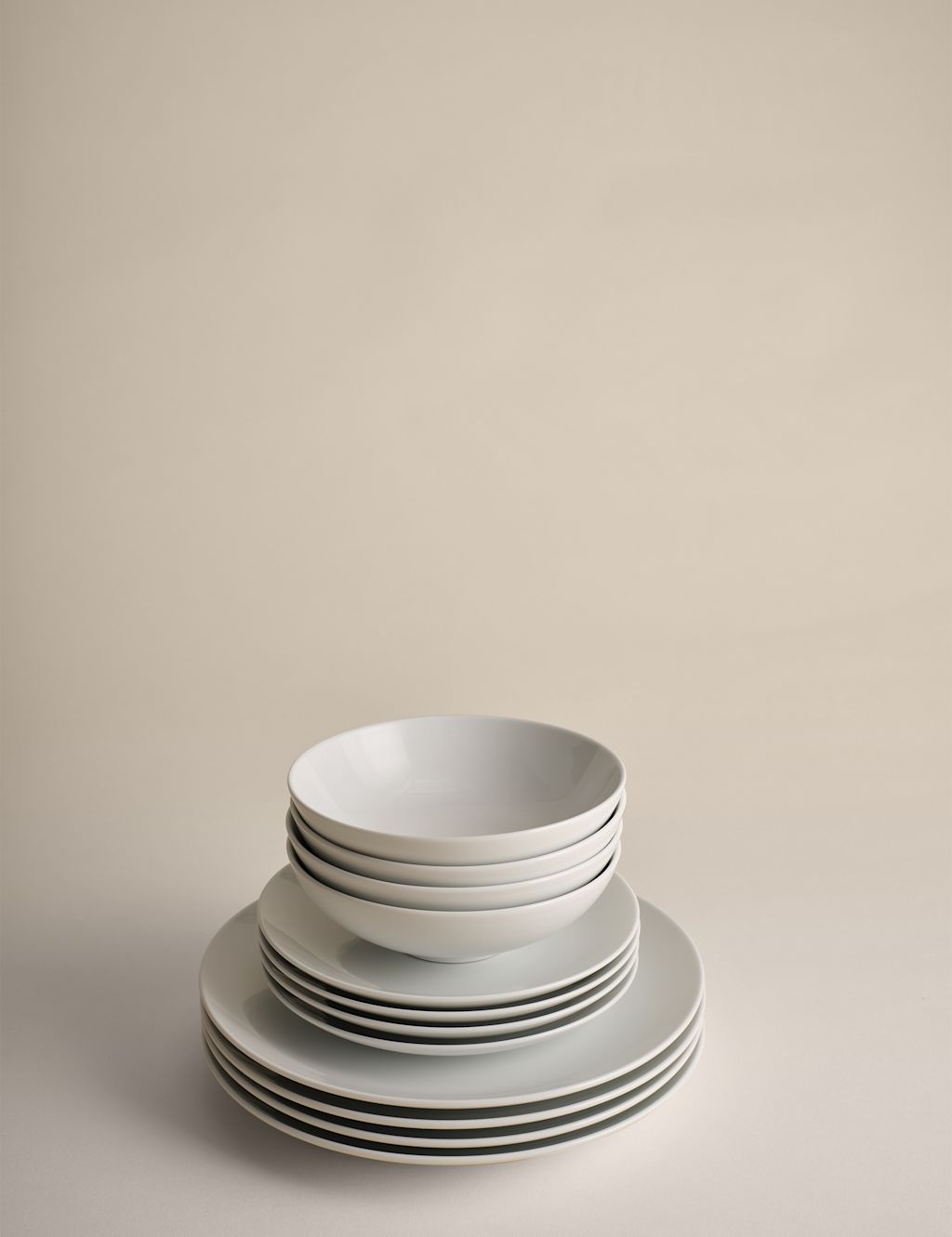 M&S 12 Piece Maxim Coupe Dinner Set - 1SIZE - White, White