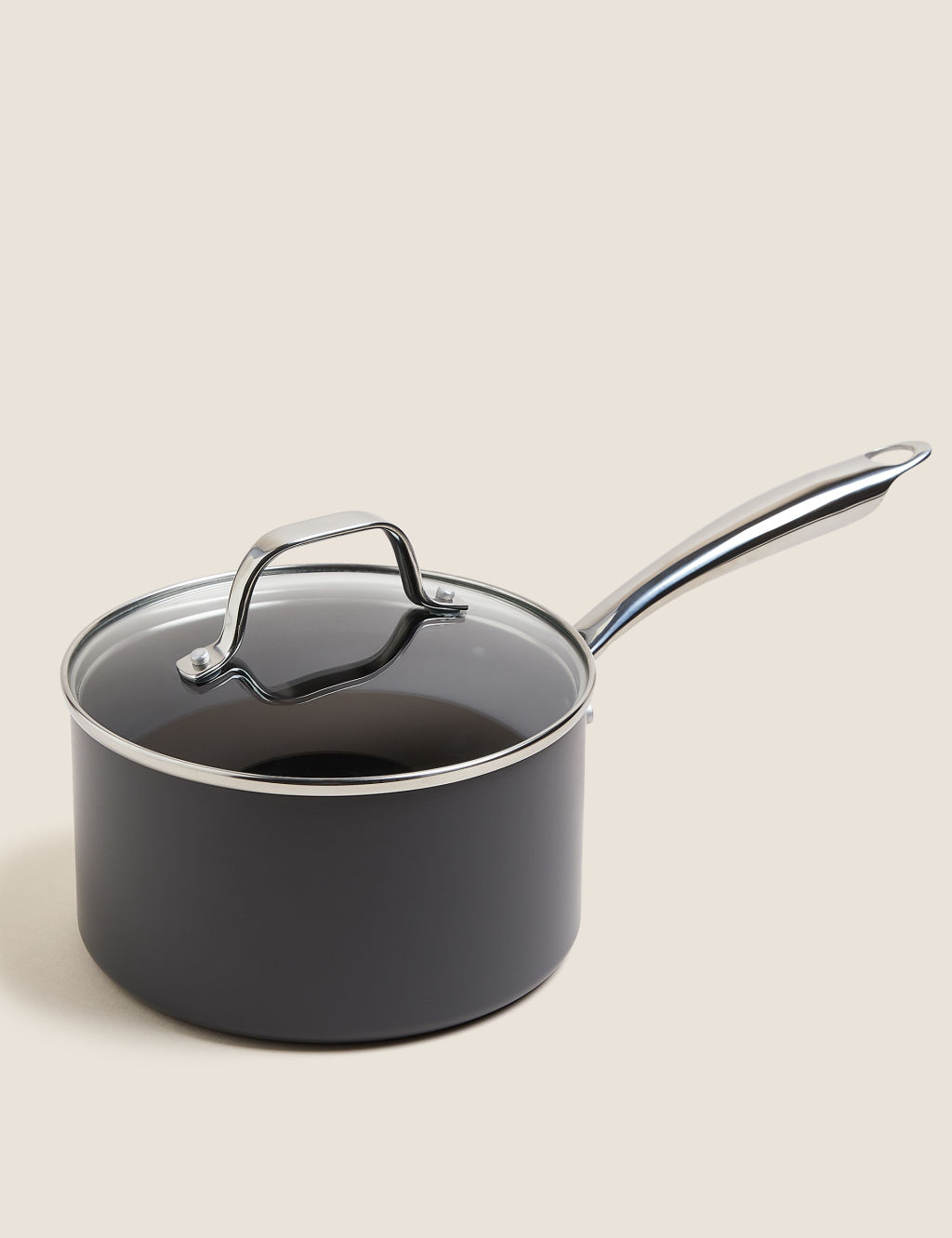 M&S Hard Anodised 18cm Saucepan - Black Mix, Black Mix