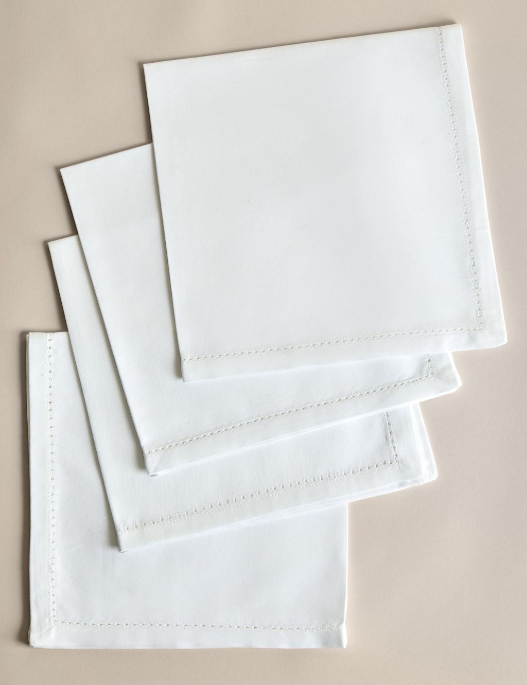 M&S Set of 4 Cotton Sateen Napkins - 1SIZE - White, White