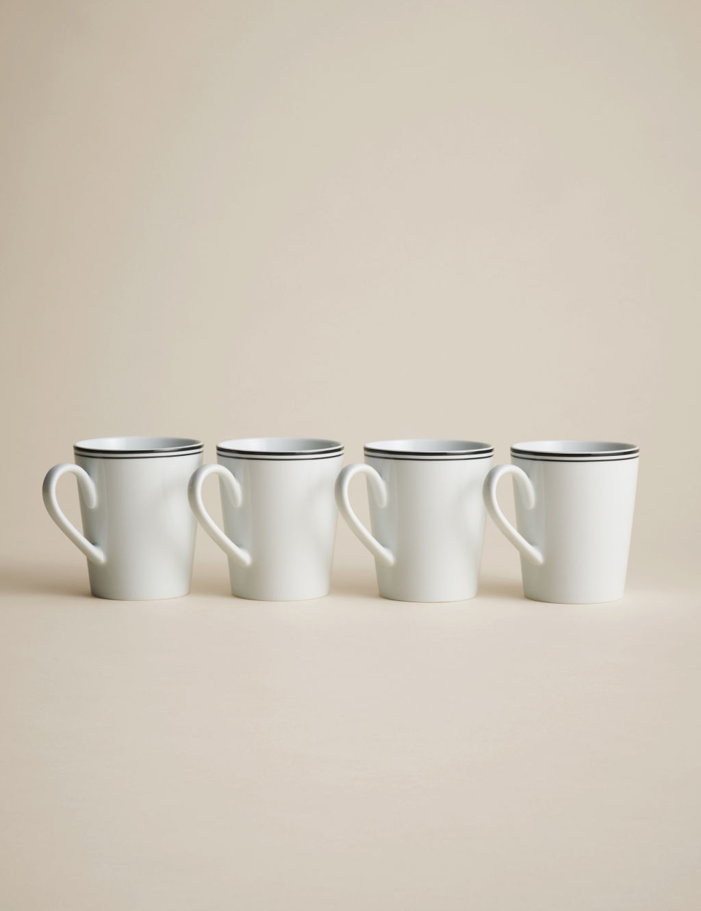 M&S Set of 4 Maxim Rim Mugs - 1SIZE - Black Mix, Black Mix