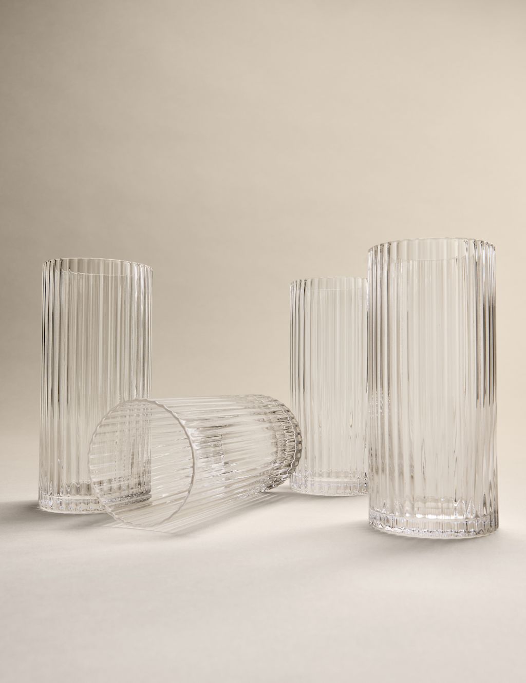 M&S Set of 4 Celine Ribbed Hi Ball Glasses