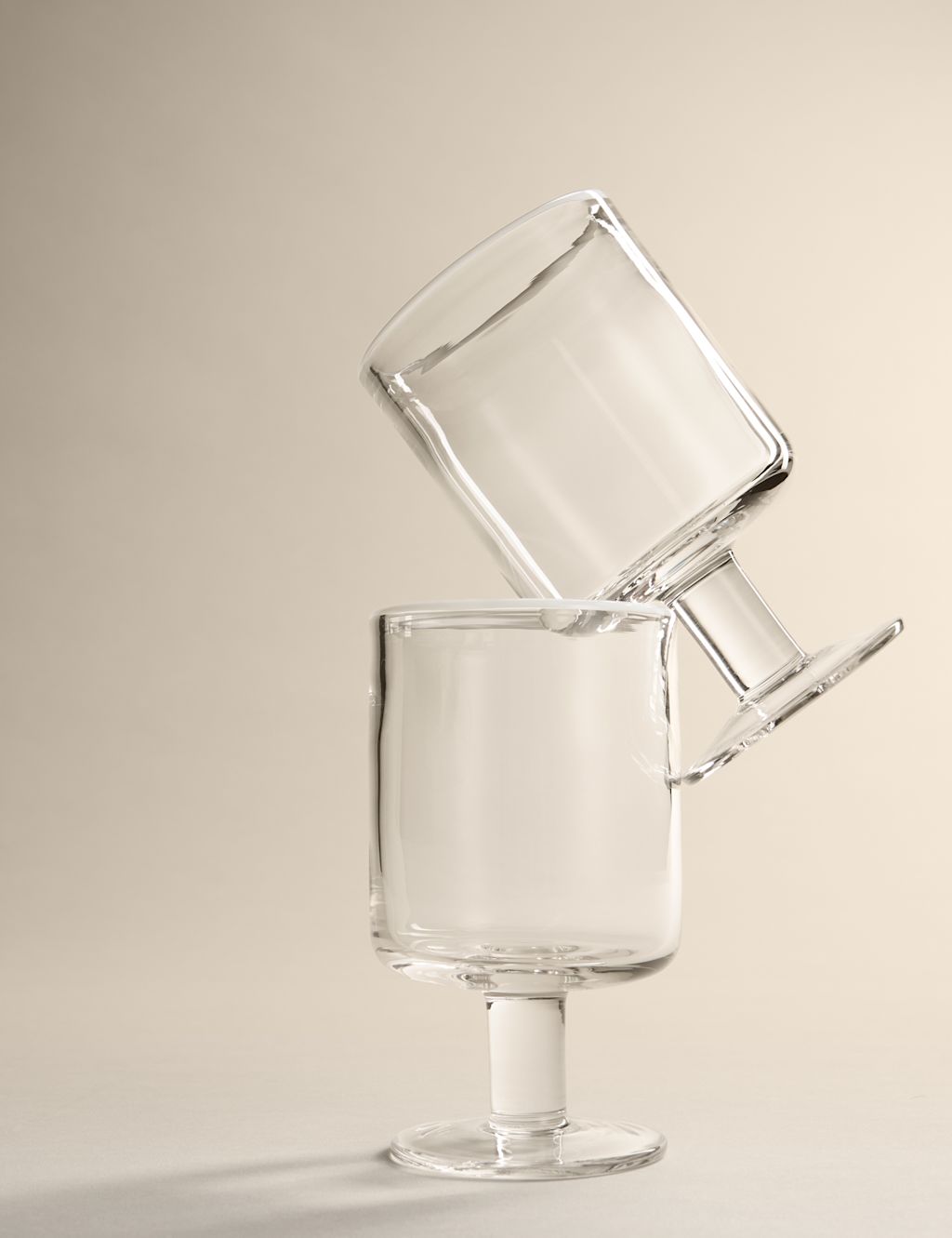 M&S Set of 2 Contrast Rim Wine Glasses - White, White