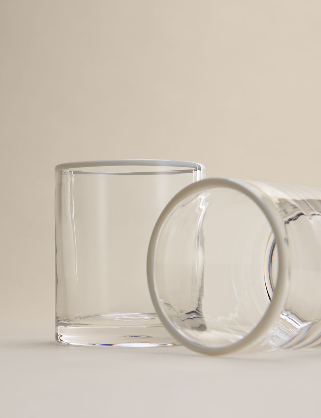 M&S Set of 2 Contrast Rim Tumblers - 1SIZE - White, White