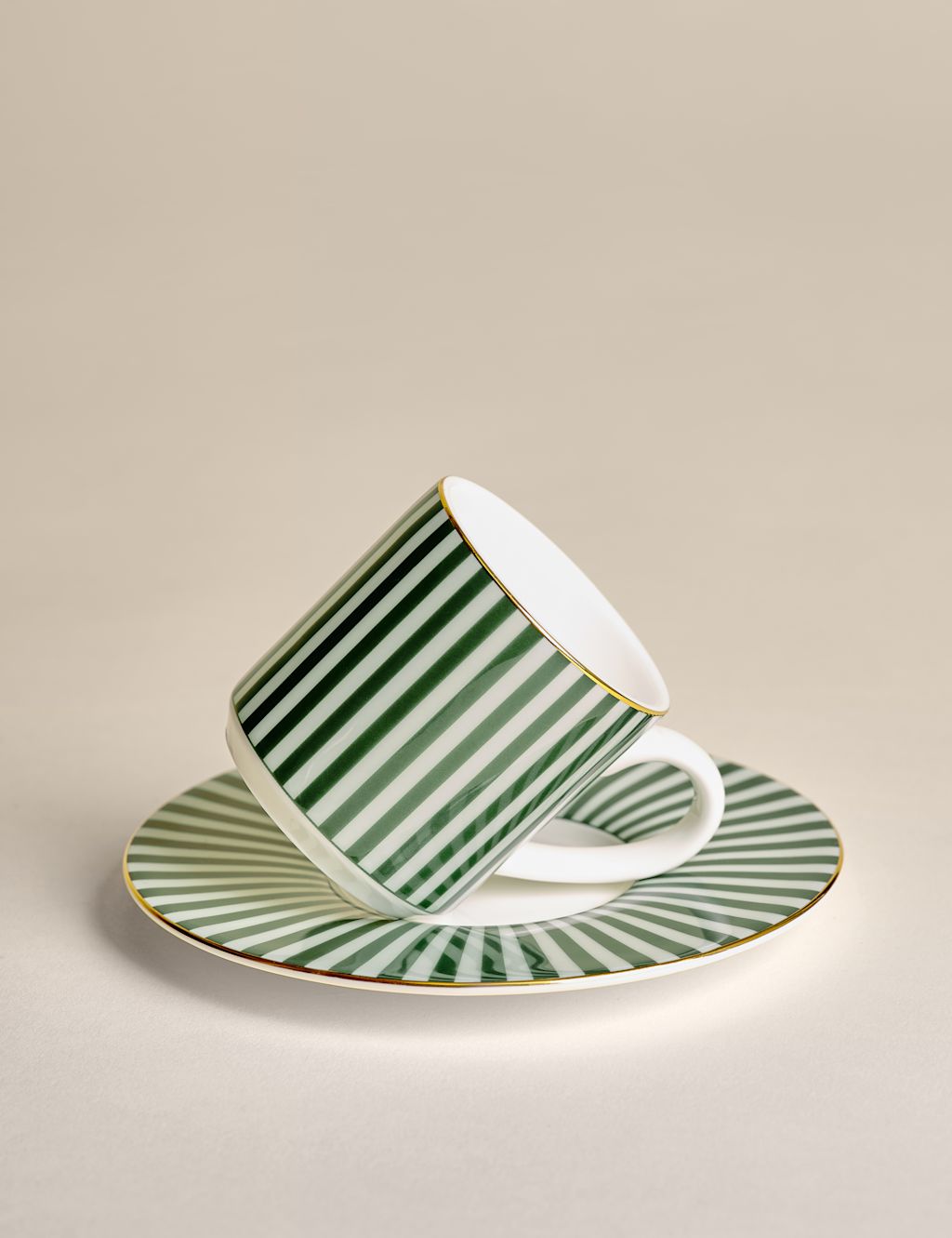 M&S Hampton Espresso Cup & Saucer - 1SIZE - Green, Green