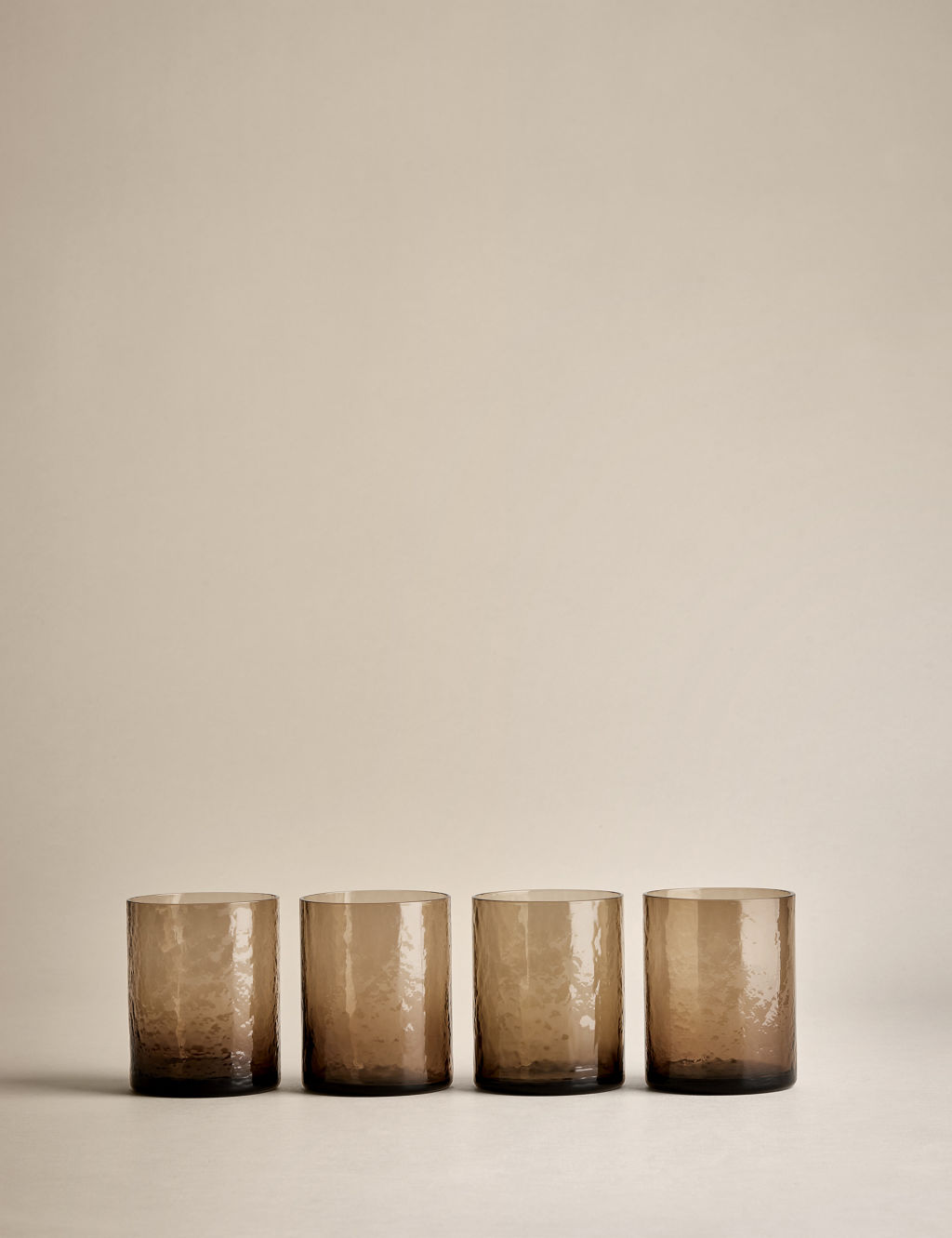 M&S Set of 4 Hammered Tumblers - 1SIZE - Brown, Brown
