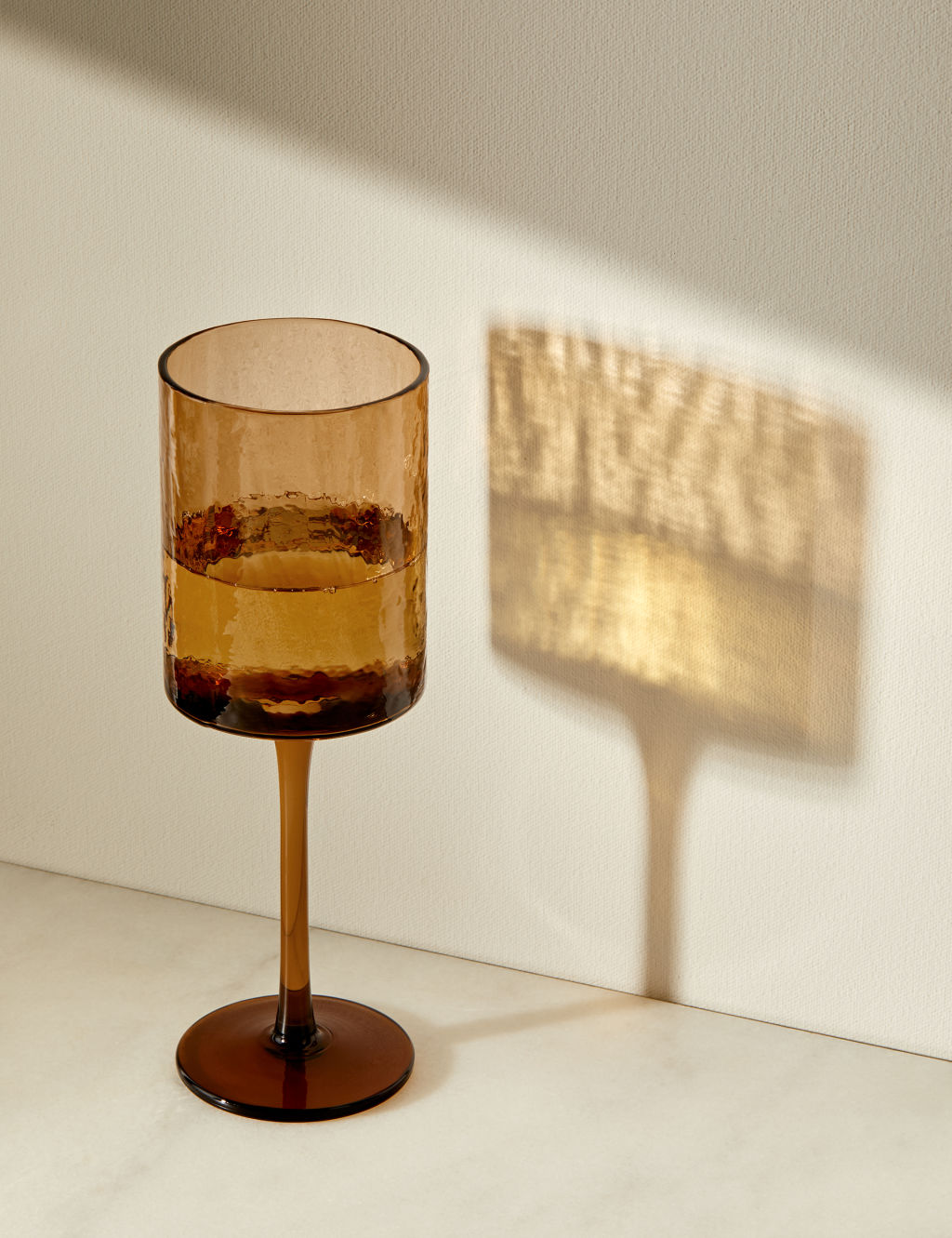 M&S Set of 4 Hammered Wine Glasses - 1SIZE - Brown, Brown