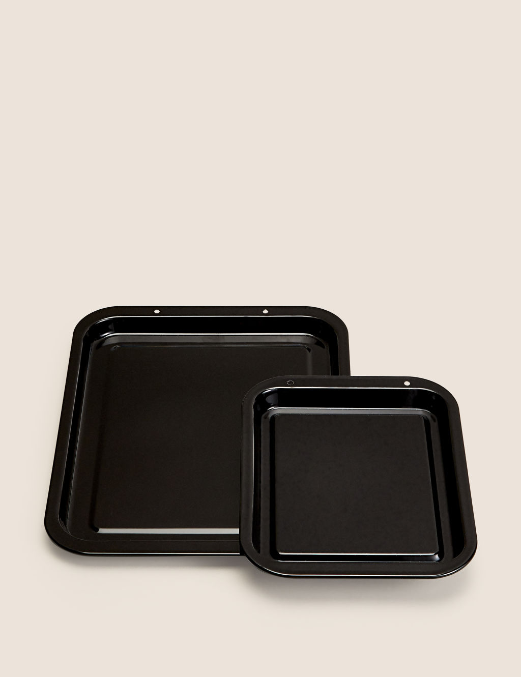 M&S 2 Pack Vitreous Enamel Oven Trays - Silver, Silver