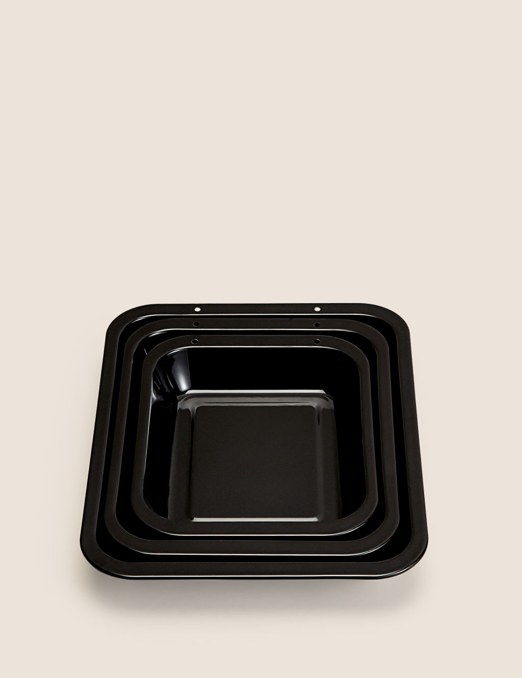 M&S 3 Piece Vitreous Enamel Roaster Set - Silver, Silver