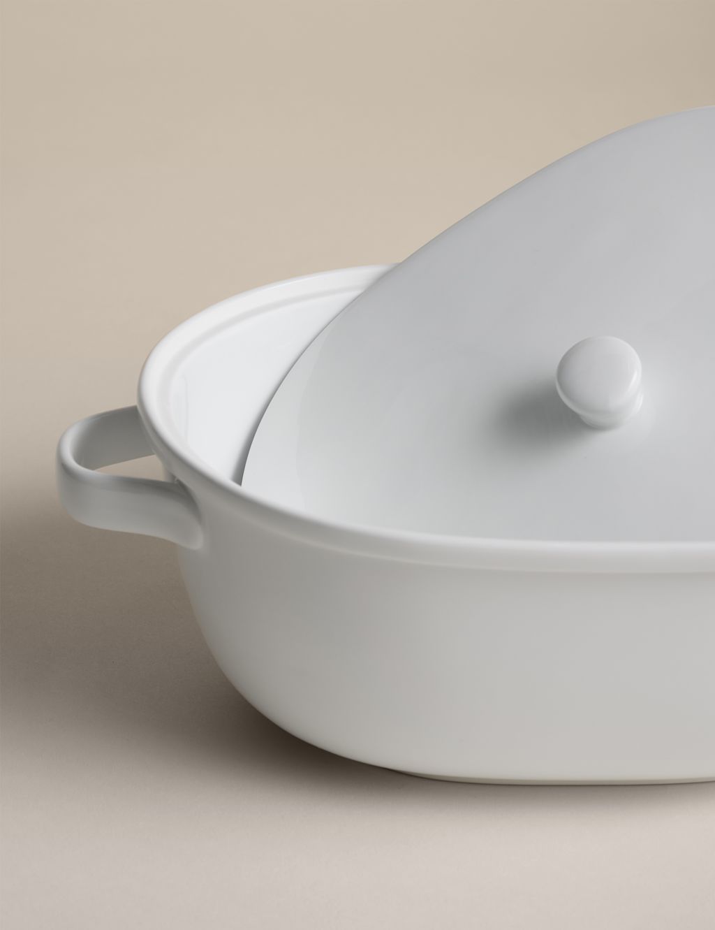 M&S Maxim Ceramic Casserole Dish - White, White