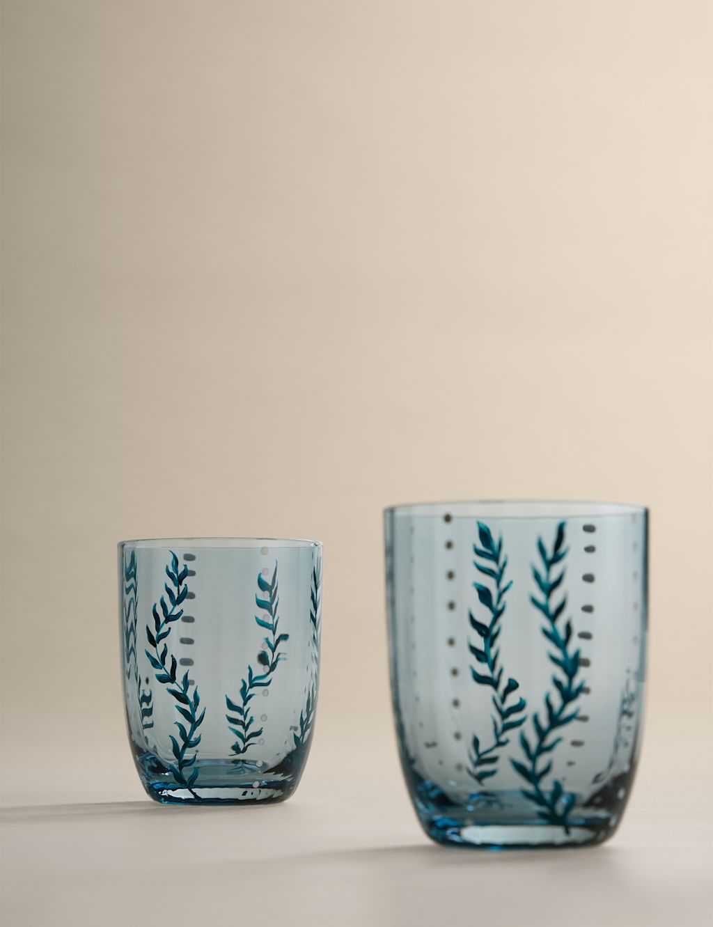 M&S Set of 2 Hand Painted Tumblers - Blue, Blue