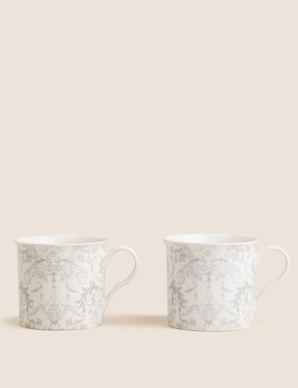 M&S Set of 2 Palace Mugs - 1SIZE - Grey/White, Grey/White