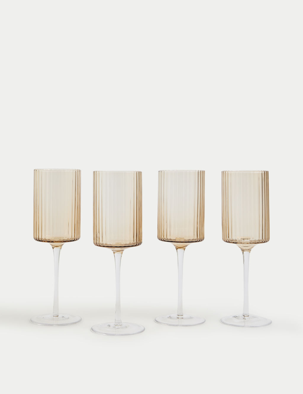 M&S Set of 4 Handmade Celine Wine Glasses - 1SIZE - Amber, Amber
