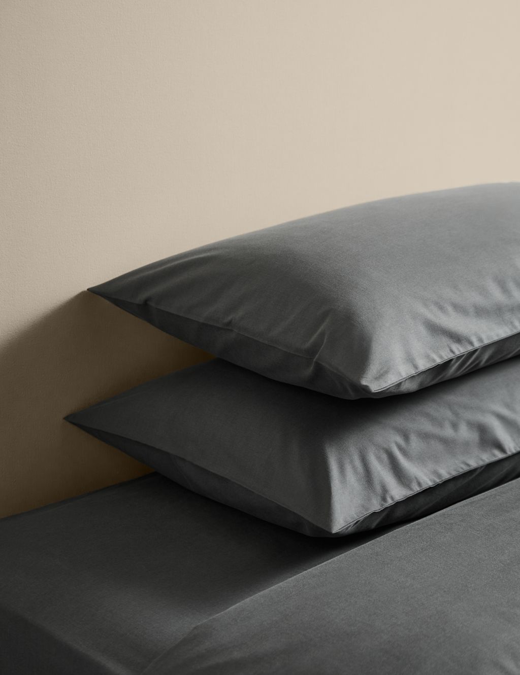 M&S 2 Pack Body Sensor&trade; Pure Cotton Pillowcases - Charcoal, Charcoal