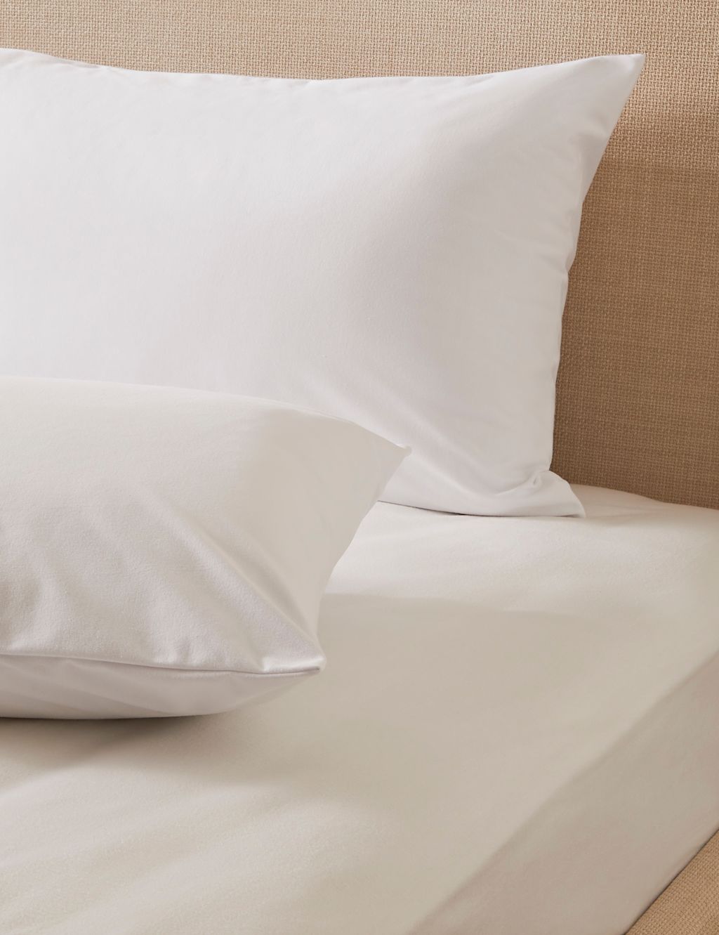 M&S 2 Pack Pure Cotton Jersey Pillow Protectors - White, White