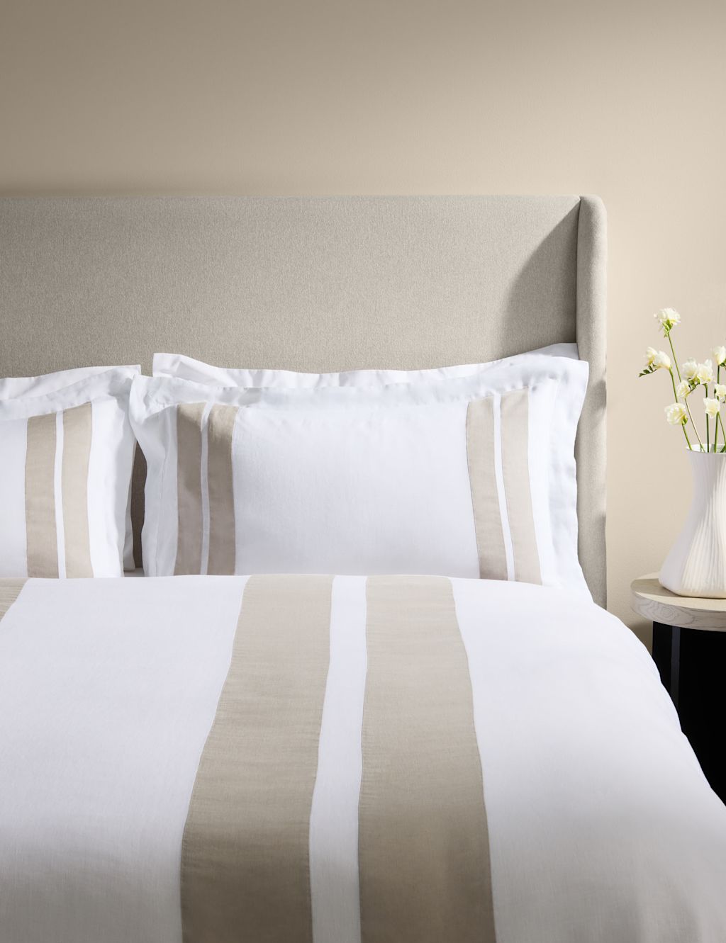 M&S X Kelly Hoppen Pure Linen Panel Bedding Set - King Size (5 ft) - Taupe Mix, Taupe Mix