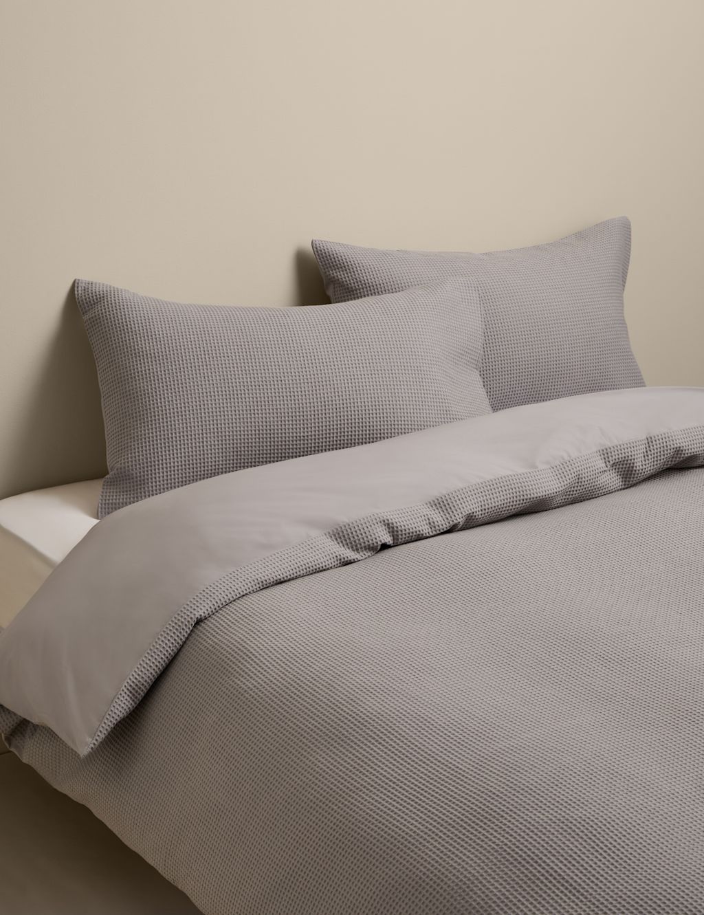 M&S Washed Cotton Waffle Bedding Set - Single (3 ft) - Marble, Marble