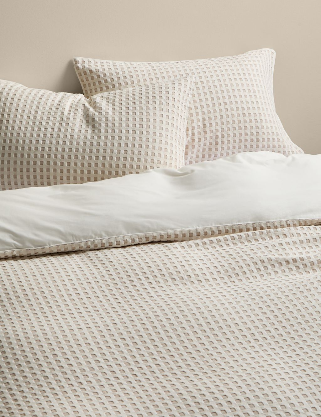 M&S Pure Cotton Waffle Bedding Set - Super King Size (6 ft) - Neutral, Neutral