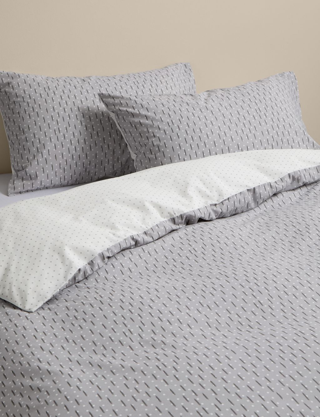 M&S Cotton Blend Geometric Bedding Set - Double (4 ft 6) - Grey Mix, Grey Mix