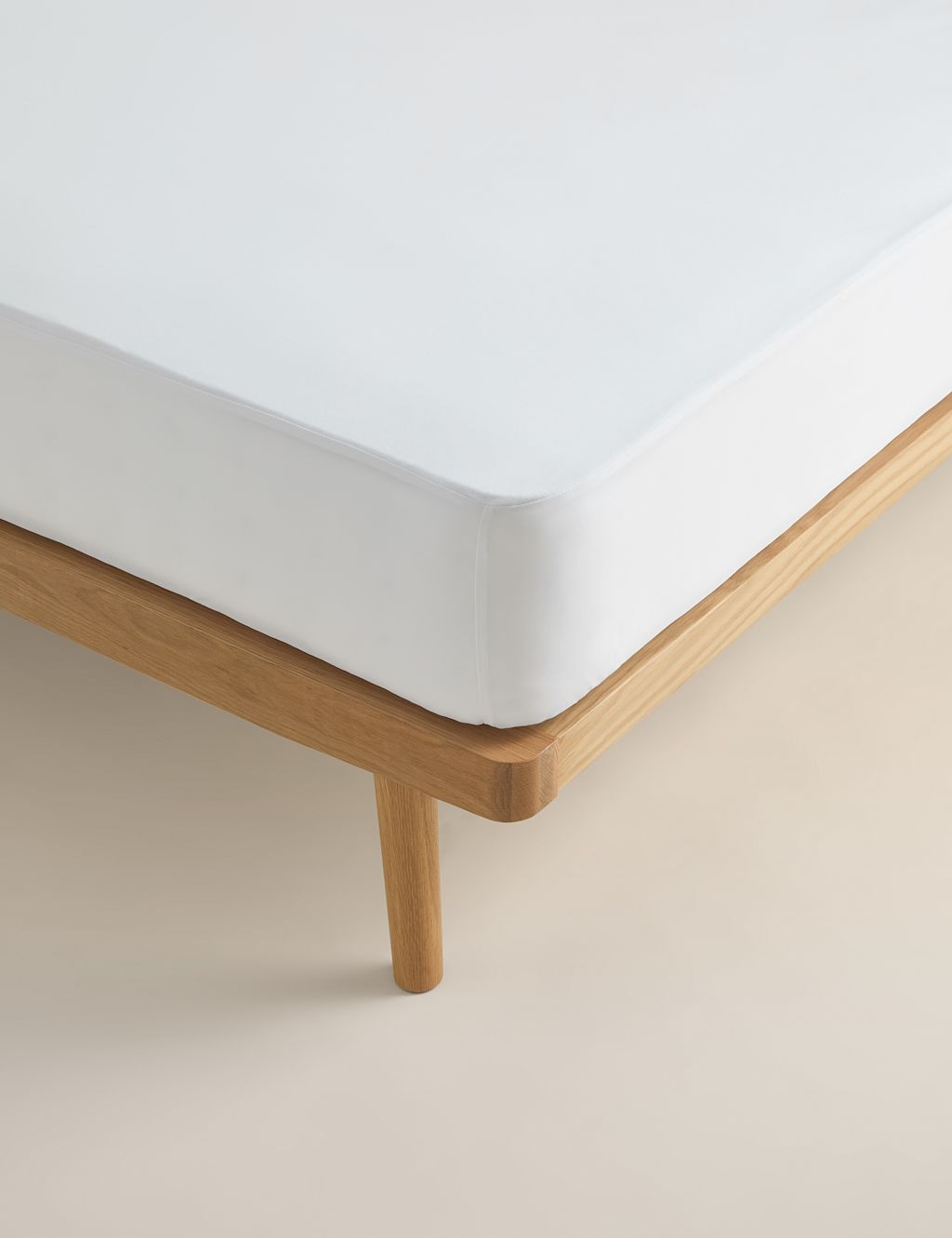 M&S Pure Cotton Waterproof Mattress Protector - King Size (5 ft) - White, White
