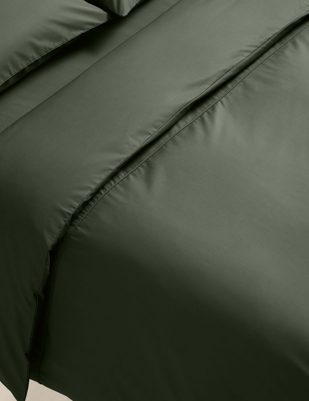 M&S Egyptian Cotton 230 Thread Count Crisp Duvet Cover - King Size (5 ft) - Forest Green, Forest Green