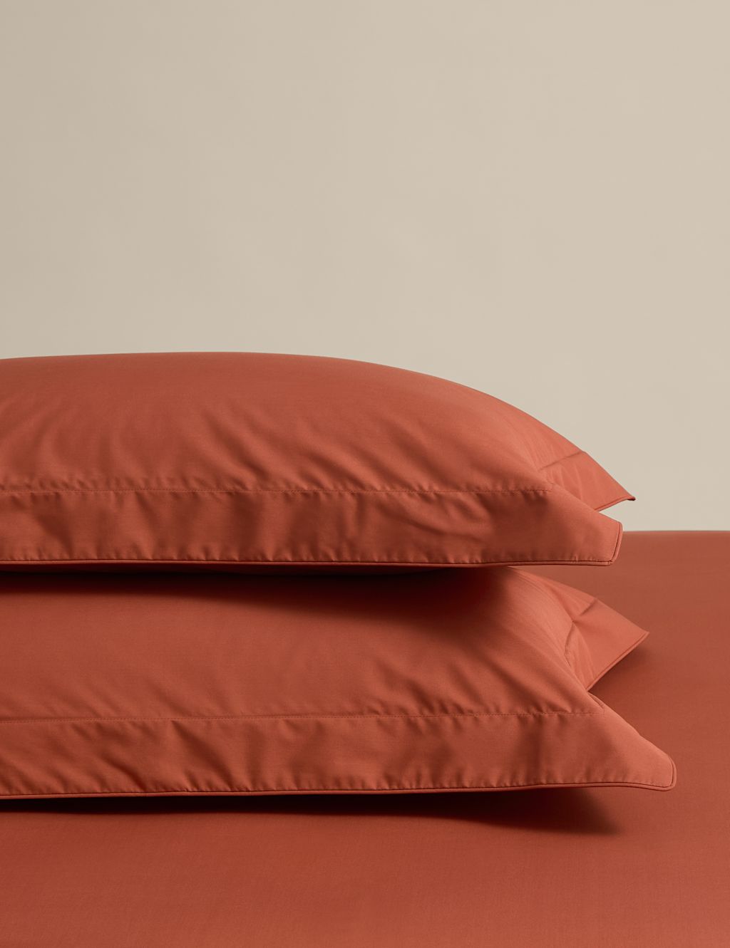 M&S 2 Pack Egyptian Cotton 230 Thread Count Crisp Oxford Pillowcases - Terracotta, Terracotta