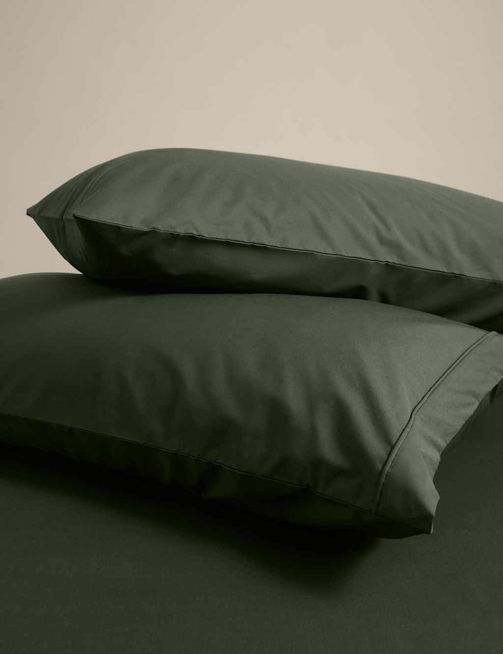 M&S 2 Pack Egyptian Cotton 230 Thread Count King Size Pillowcases - Forest Green, Forest Green