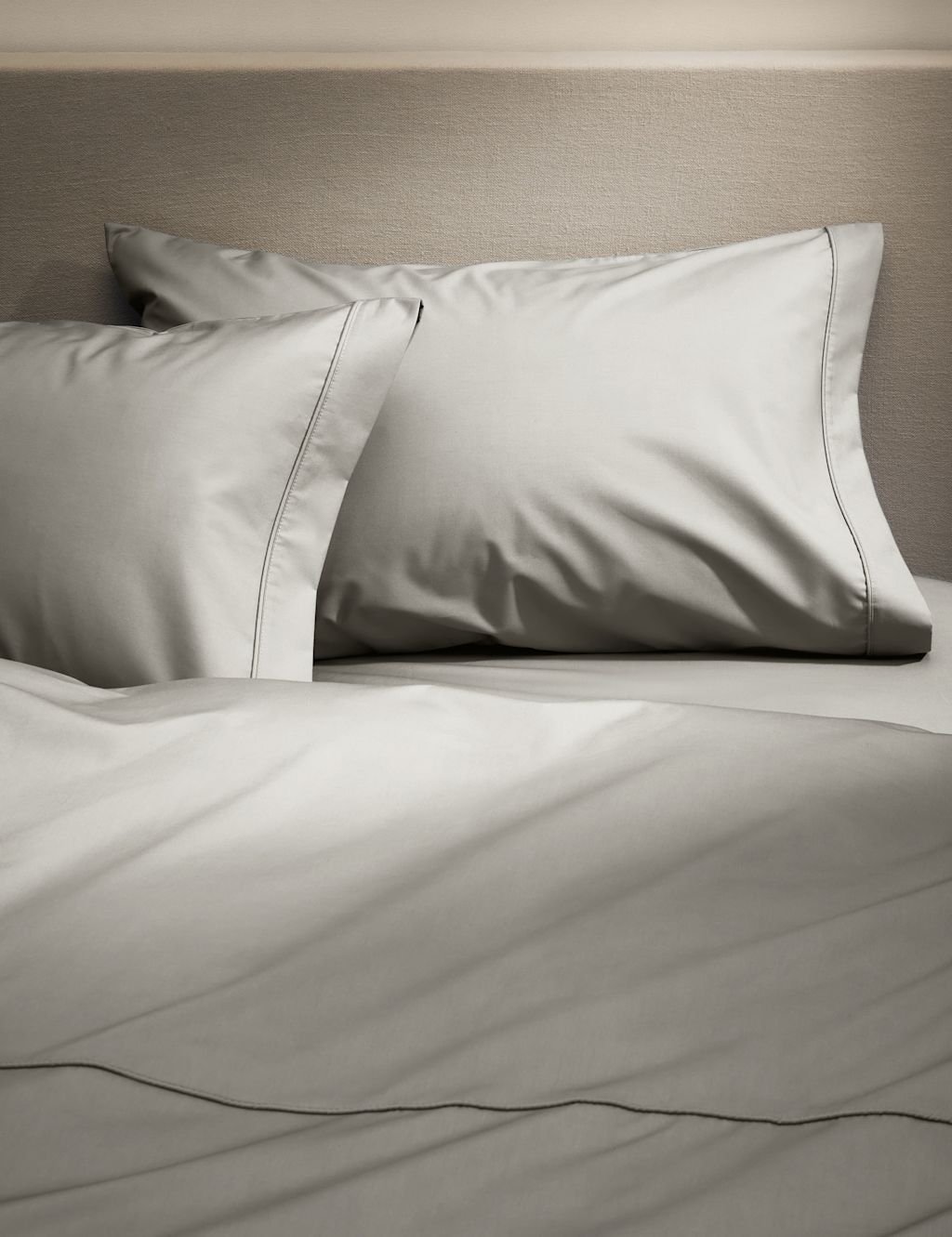 M&S 2 Pack Egyptian Cotton 230 Thread Count King Size Pillowcases - Silver Grey, Silver Grey