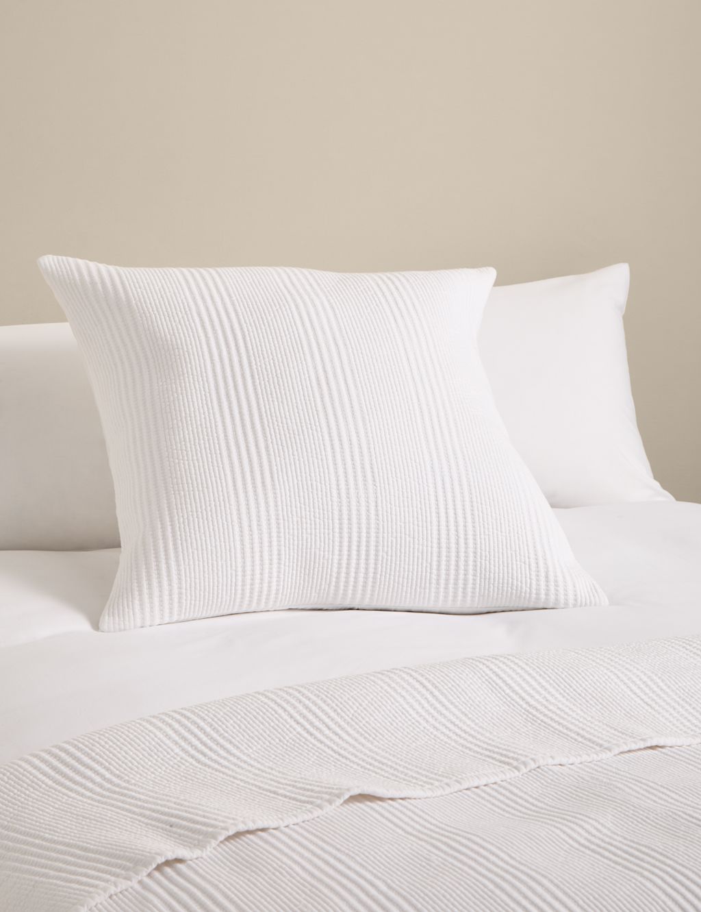 M&S Cotton Rich Large Decorative Cushion - White, White
