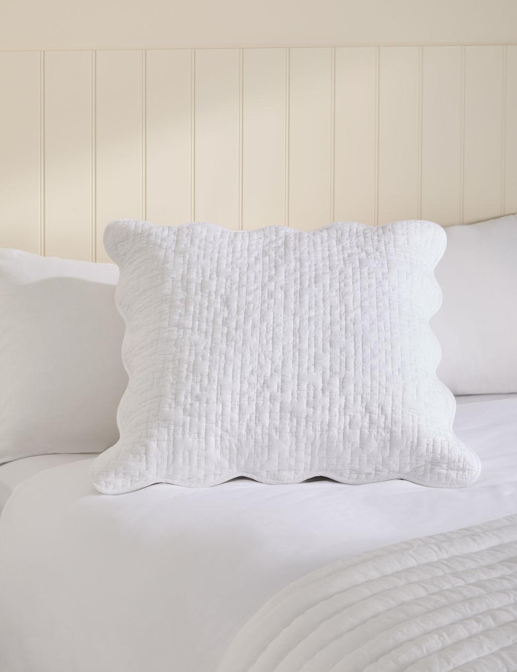 M&S Pure Cotton Large Decorative Cushion - White, White