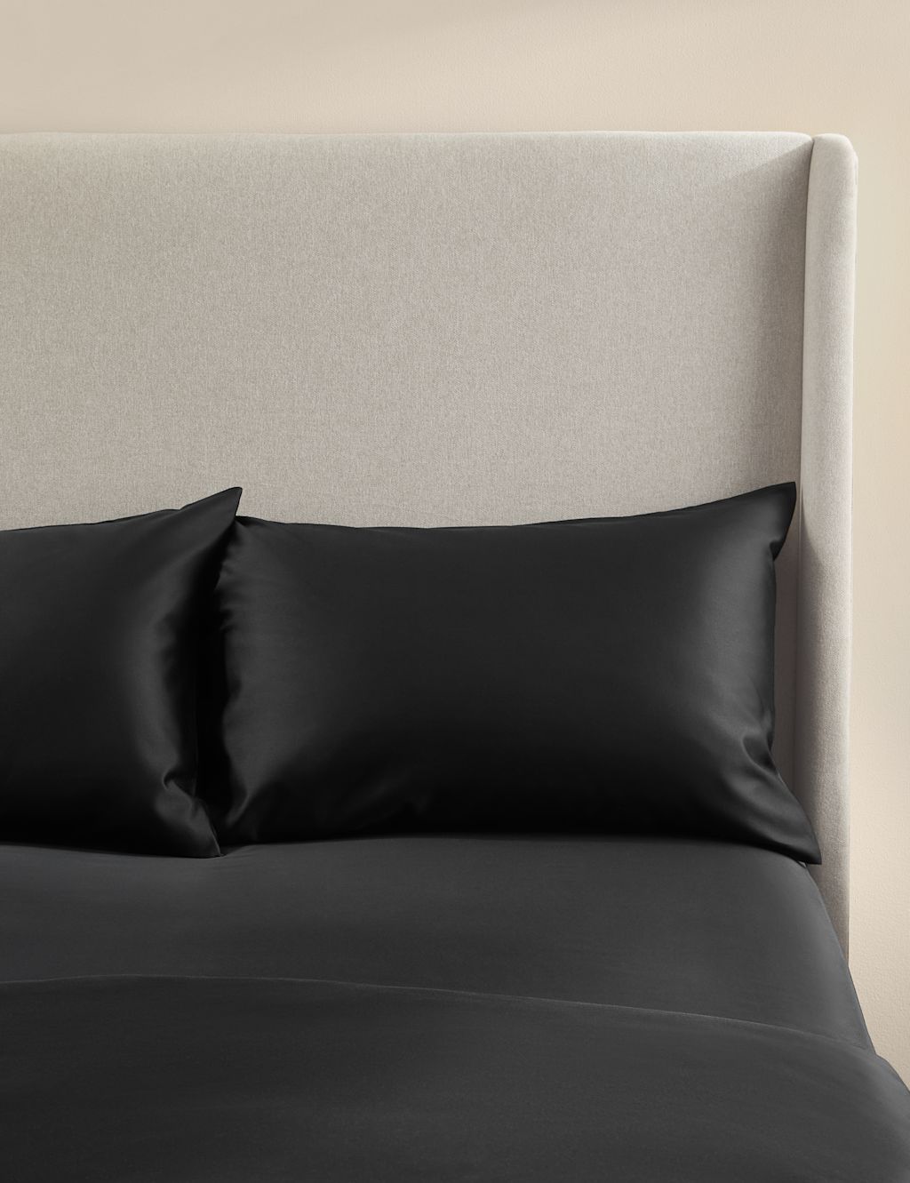 M&S X Kelly Hoppen 2 Pack 500 Thread Count Cotton Sateen Pillowcases - Black, Black
