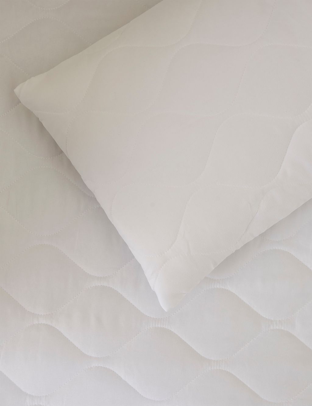 M&S Waterproof Cot Bed Mattress & Pillow Protector Set - COTBD - White, White