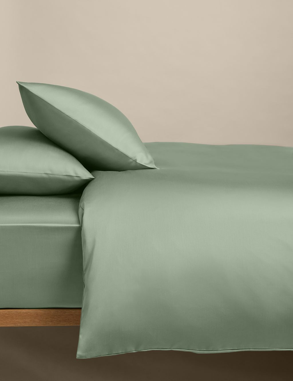 M&S Egyptian Cotton 400 Thread Count Silky Bedding Set - King Size (5 ft) - Sage, Sage