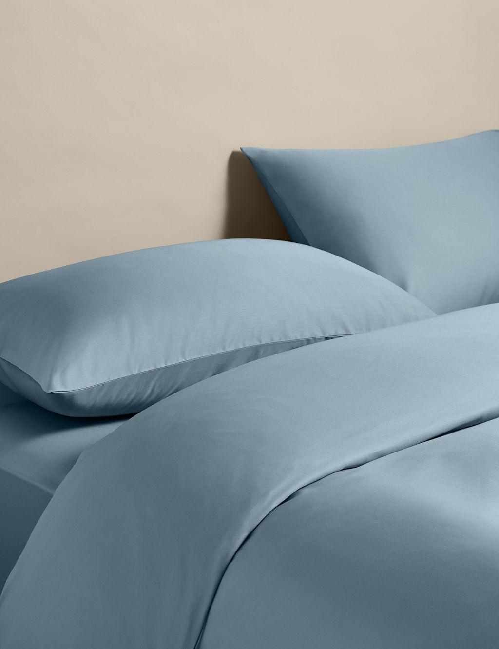 M&S Egyptian Cotton 400 Thread Count Silky Bedding Set - Double (4 ft 6) - Dusty Blue, Dusty Blue