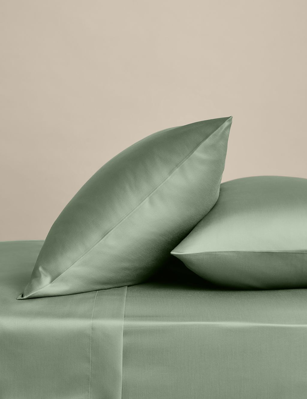 M&S 2 Pack Egyptian Cotton 400 Thread Count Silky Pillowcases - Sage, Sage