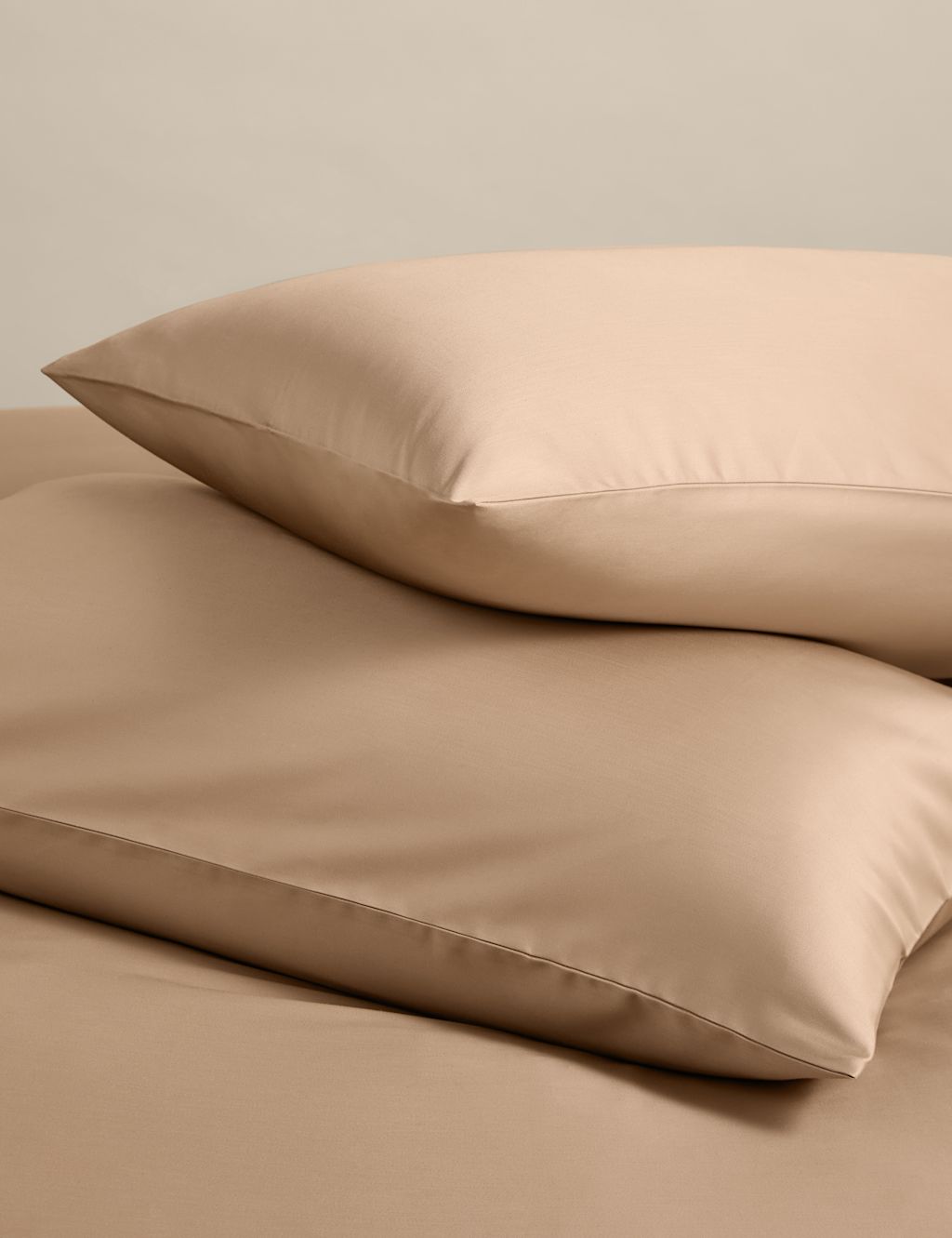M&S 2 Pack Egyptian Cotton 400 Thread Count Silky Pillowcases - Biscuit, Biscuit