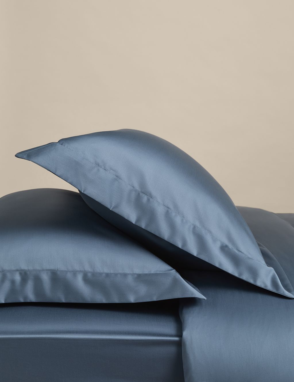 M&S 2 Pack Egyptian Cotton 400 Thread Count Silky Oxford Pillowcases - Slate Blue, Slate Blue