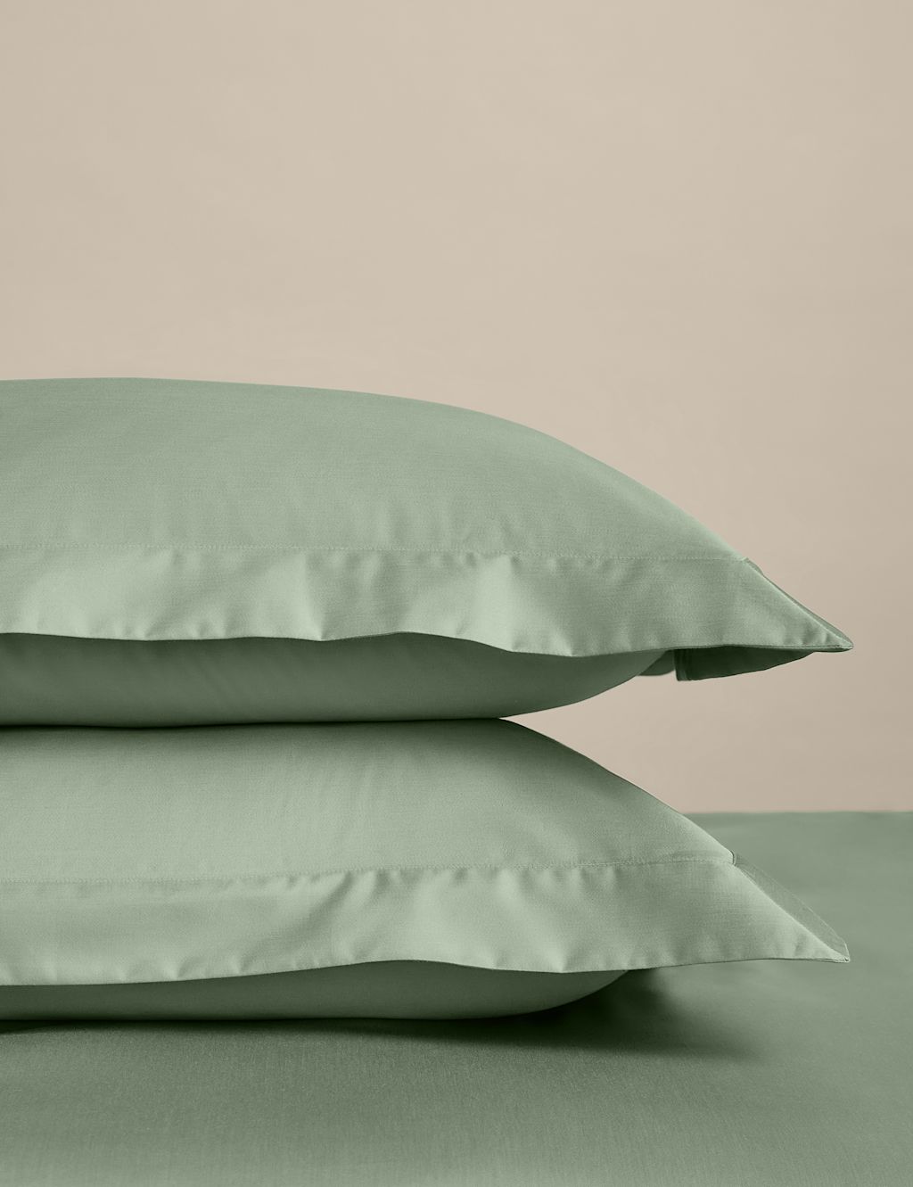 M&S 2 Pack Egyptian Cotton 400 Thread Count Silky Oxford Pillowcases - Sage, Sage
