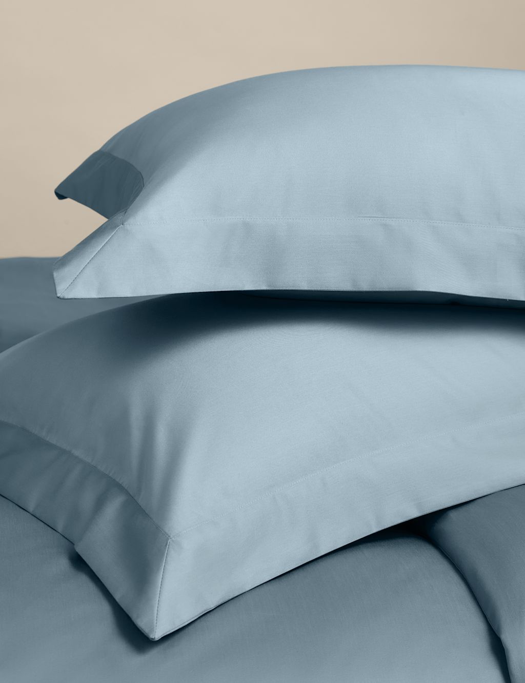 M&S 2 Pack Egyptian Cotton 400 Thread Count Silky Oxford Pillowcases - Dusty Blue, Dusty Blue