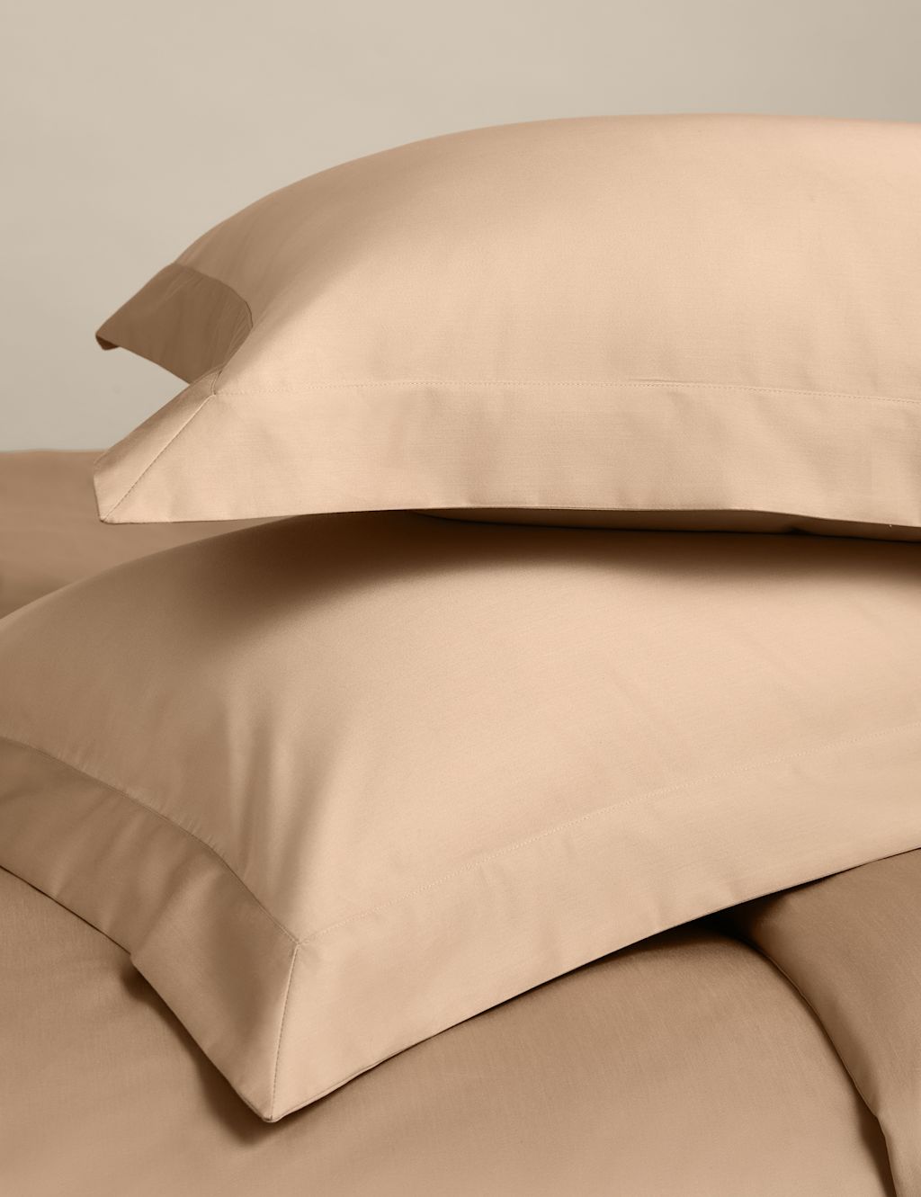 M&S 2 Pack Egyptian Cotton 400 Thread Count Silky Oxford Pillowcases - Biscuit, Biscuit