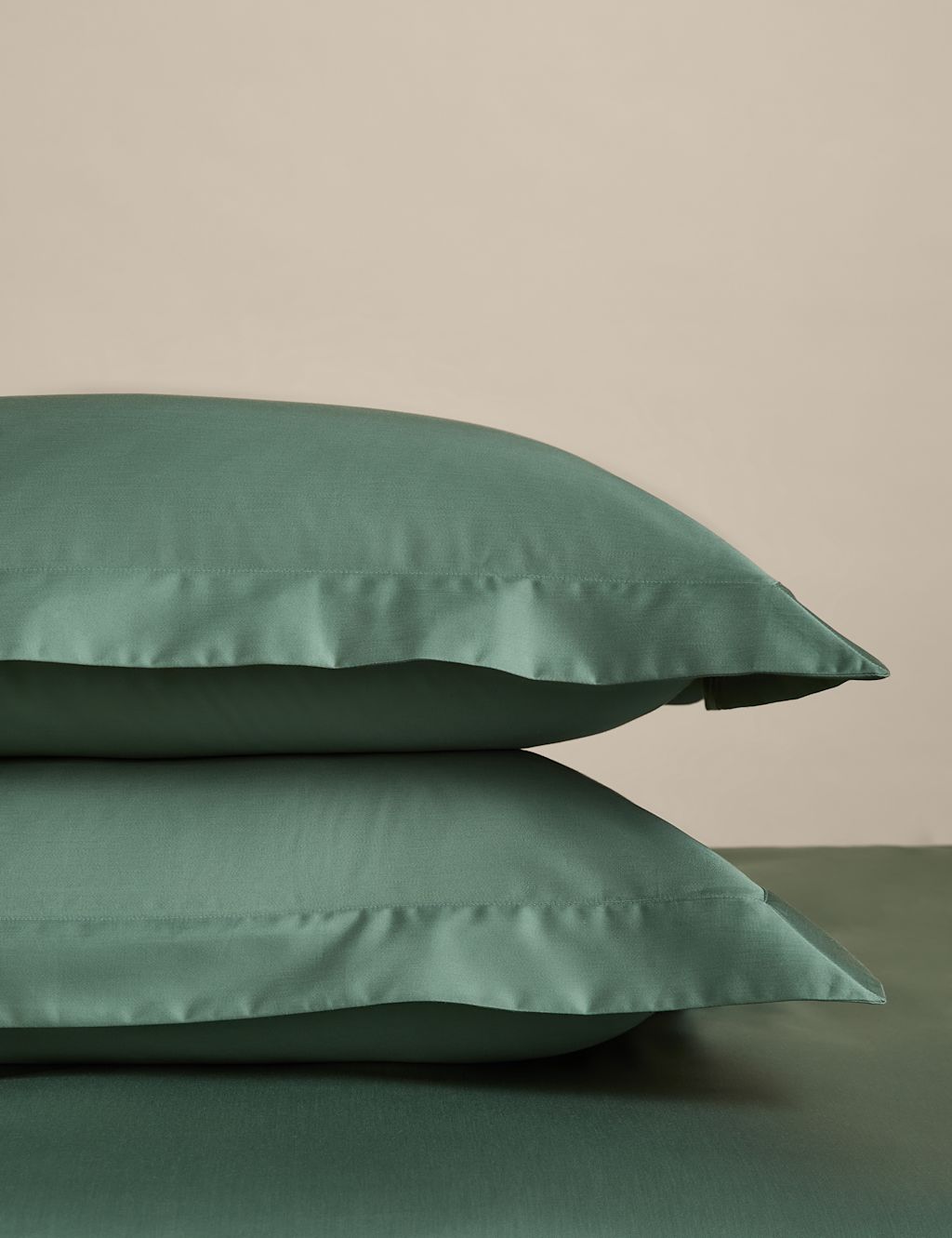 M&S 2 Pack Egyptian Cotton 400 Thread Count Silky Oxford Pillowcases - Smokey Green, Smokey Green