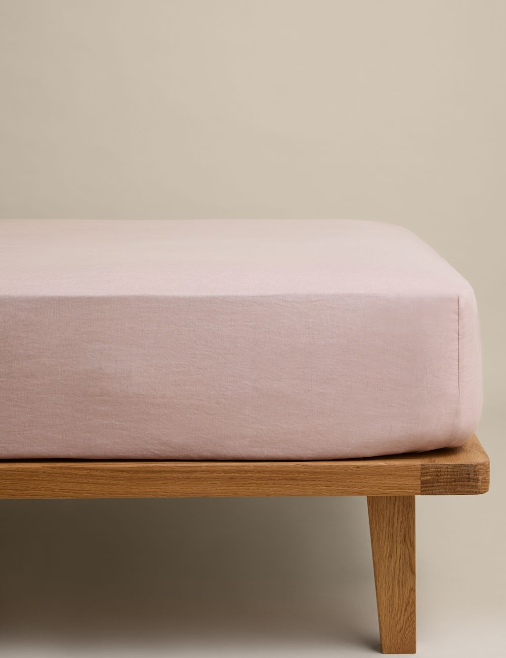 M&S Pure Linen Deep Fitted Sheet - Super King Size (6 ft) - Pink, Pink